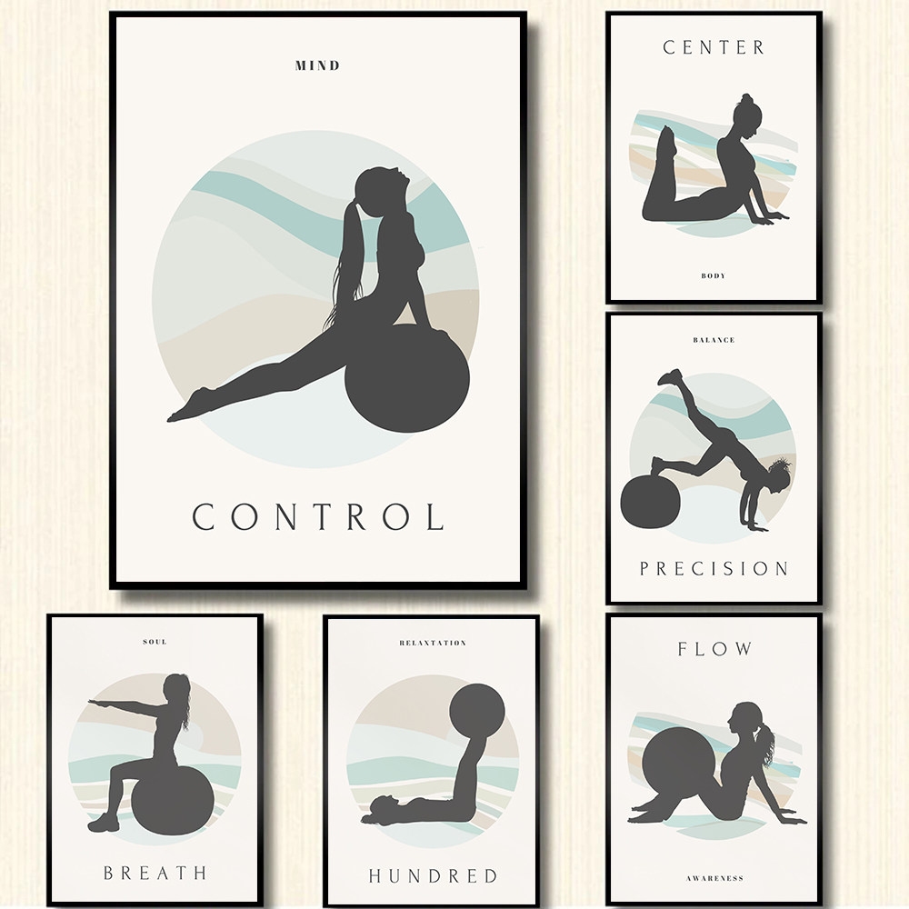Pilates Yoga Quotes - Poster de Ginástica Minimalista Wall Pictures,
