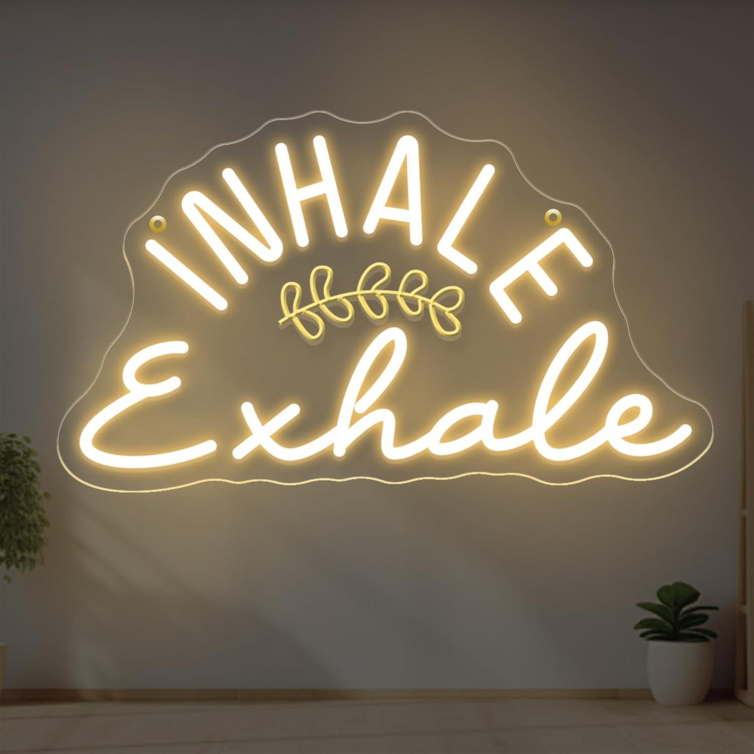 Pilates Yoga Wellness - Letreiro Neon Inhale Exhale com Luz