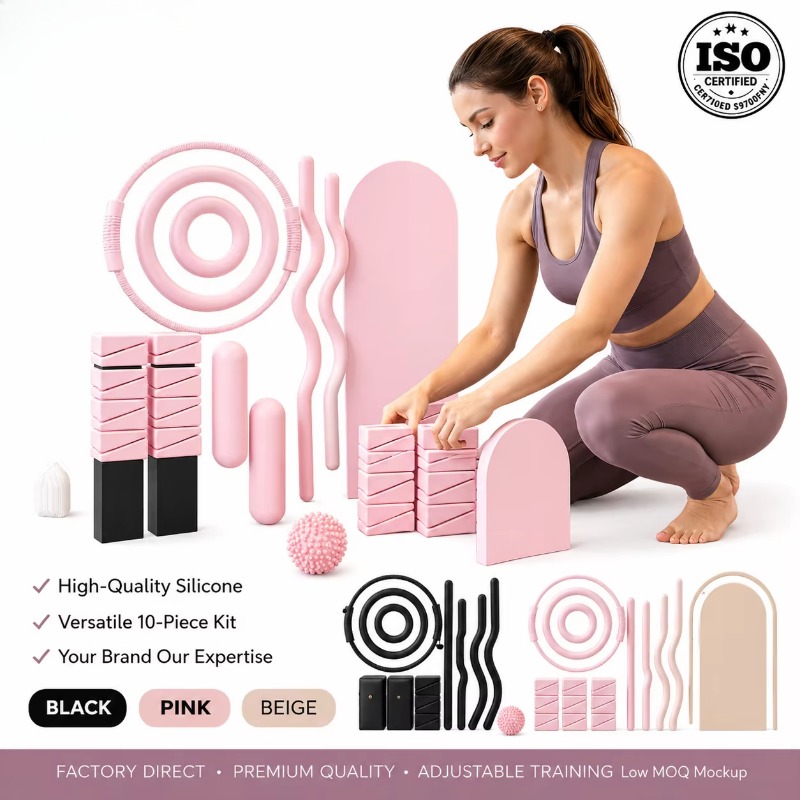 Pilates And Yoga Combined - Barra de musculação, halteres de silicone,