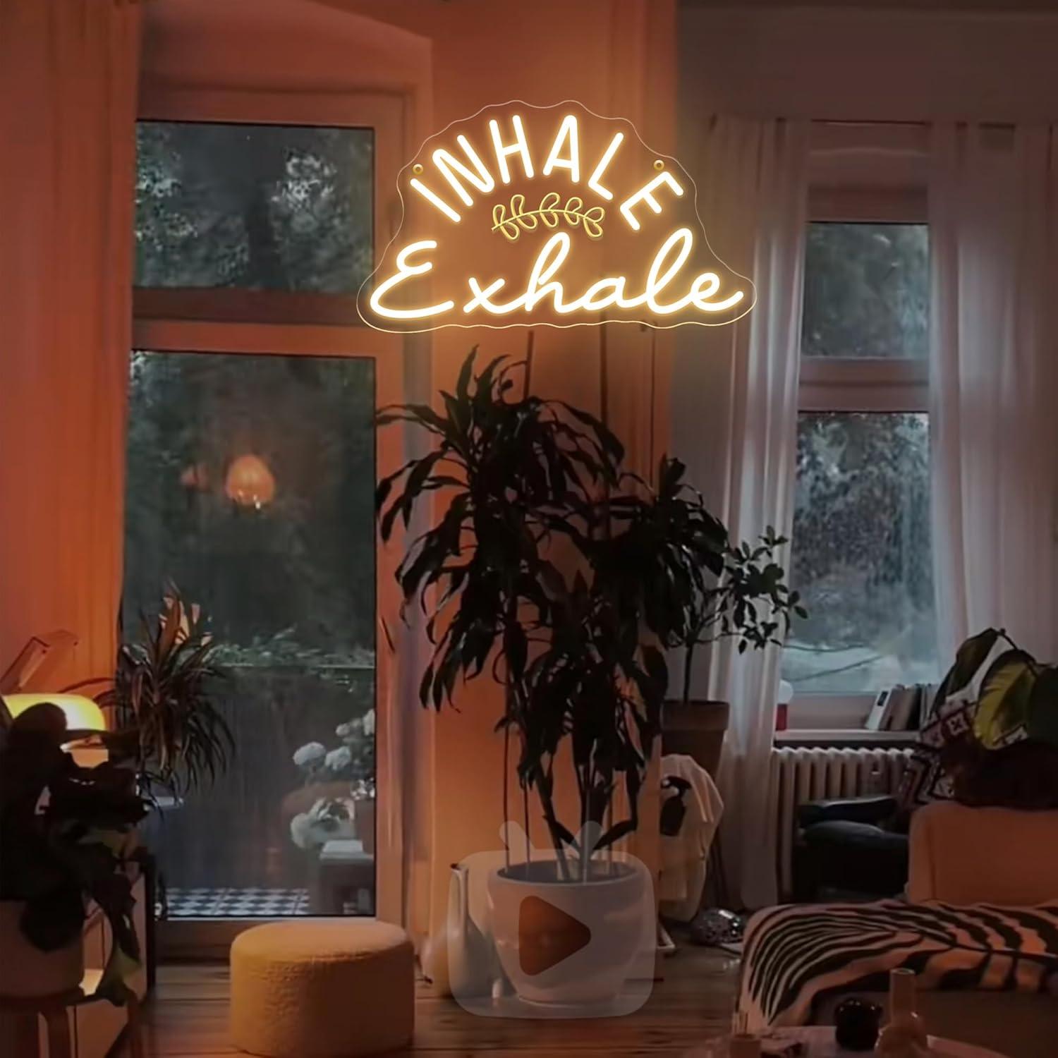 Letreiro Neon Inhale Exhale co - Pilates Yoga Wellness avaliação e preço