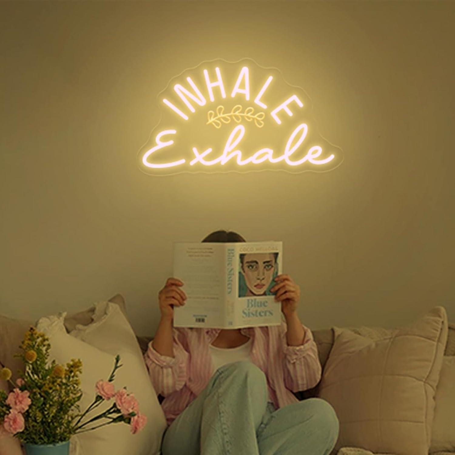 Letreiro Neon Inhale Exhale co - Pilates Yoga Wellness avaliação e preço