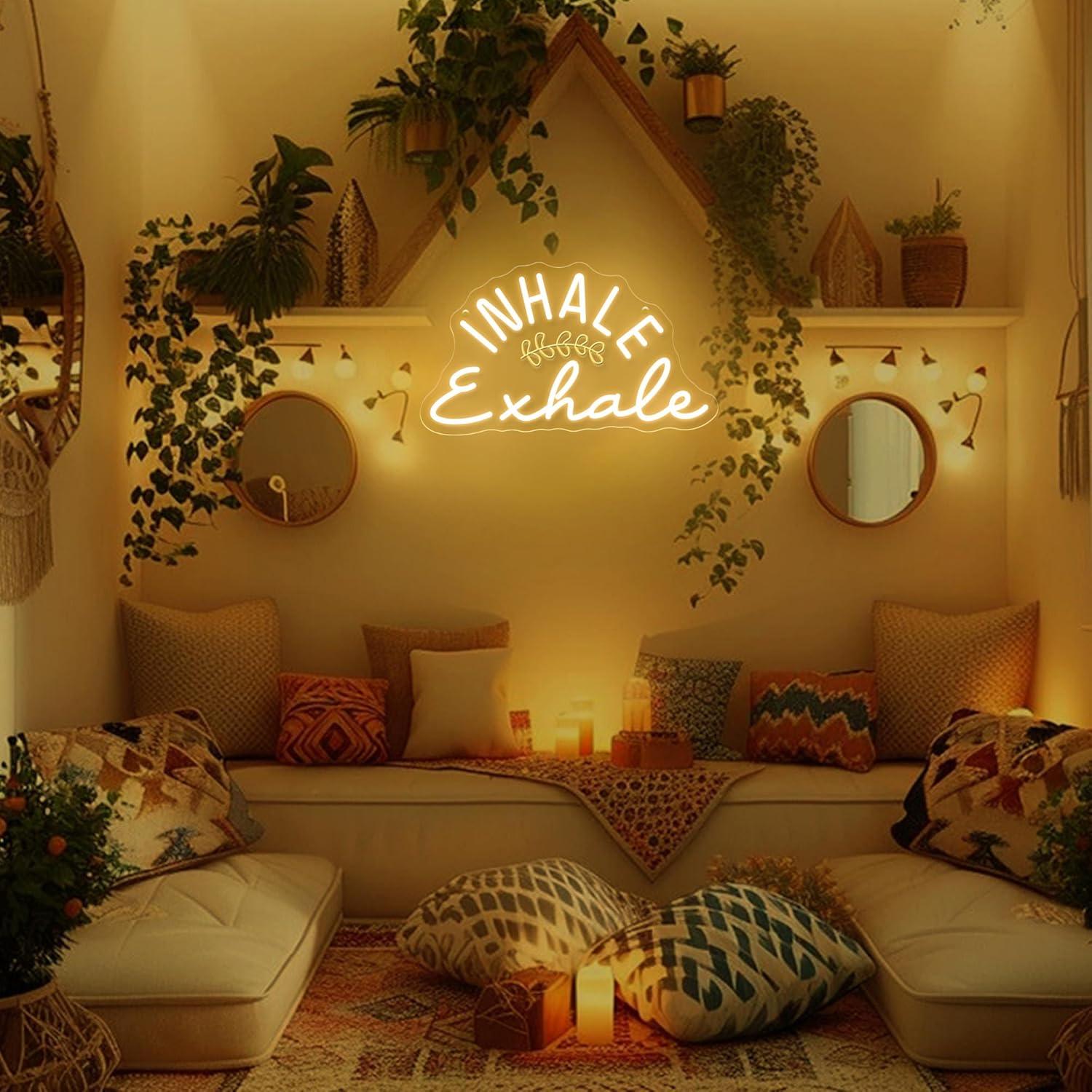 Letreiro Neon Inhale Exhale co - Pilates Yoga Wellness avaliação e preço