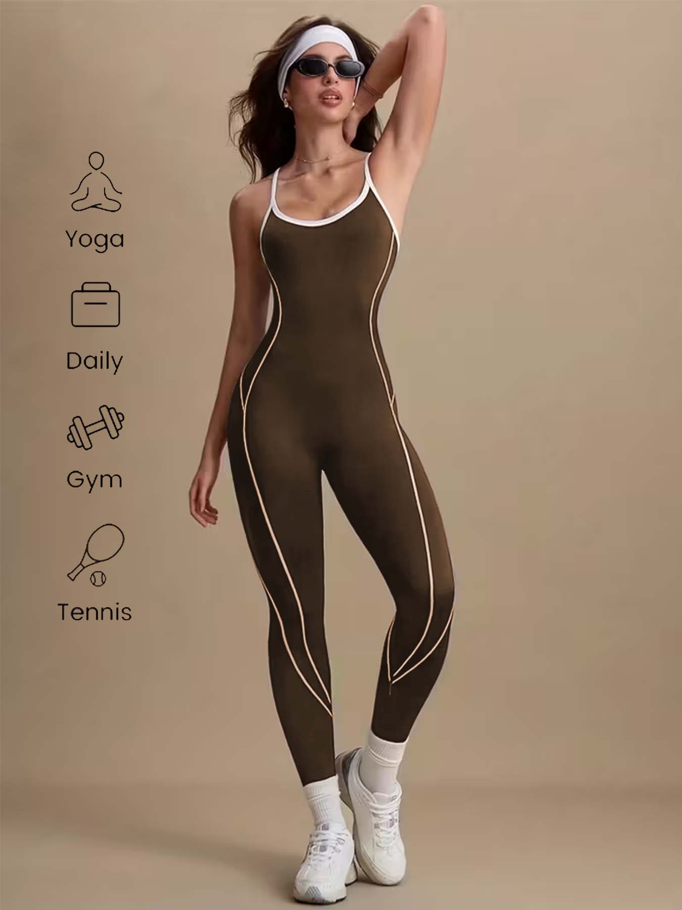 Macacão de Yoga Feminino Marro - Pilates Ankle Strap avaliação e preço